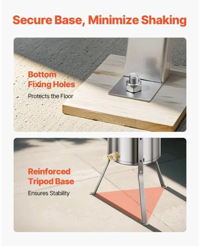 Alt view image 4 of 7 - VEVOR Manual Honey Extractor 2 Frame Beekeeping Honeycomb Spinner Stainless Steel