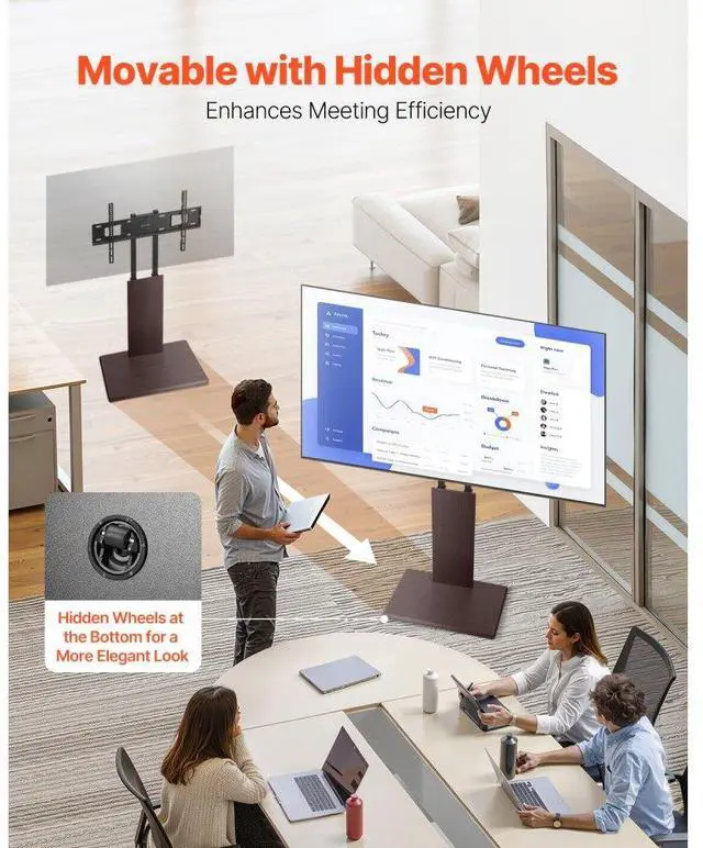 Alt view image 3 of 14 - VEVOR Universal TV Stand, Table Top TV Stand for 32-70 inch Screens, Swivel and Height Adjustable TV Mount Stand Holds up to 99 lbs with Power Strip, for Living Room, Bedroom, MAX VESA 600 x 400 mm