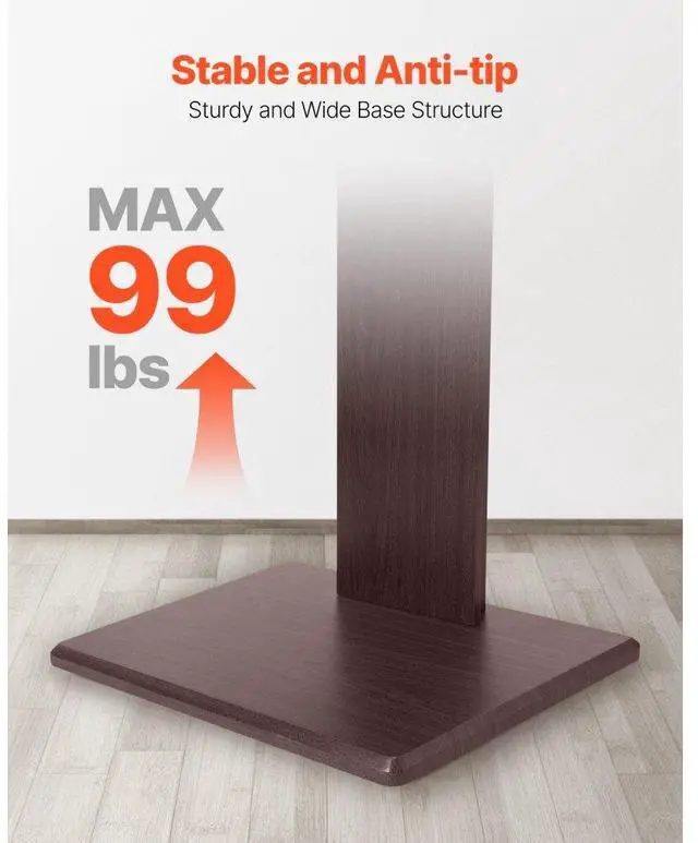 Alt view image 4 of 14 - VEVOR Universal TV Stand, Table Top TV Stand for 32-70 inch Screens, Swivel and Height Adjustable TV Mount Stand Holds up to 99 lbs with Power Strip, for Living Room, Bedroom, MAX VESA 600 x 400 mm