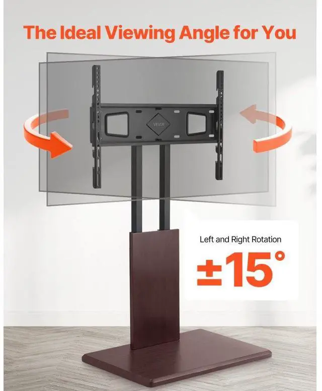 Alt view image 5 of 14 - VEVOR Universal TV Stand, Table Top TV Stand for 32-70 inch Screens, Swivel and Height Adjustable TV Mount Stand Holds up to 99 lbs with Power Strip, for Living Room, Bedroom, MAX VESA 600 x 400 mm
