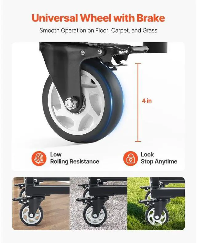 Alt view image 4 of 7 - VEVOR Folding Chair Rack Cart for 60 Chairs of 500LBS Casters/Locking Wheels