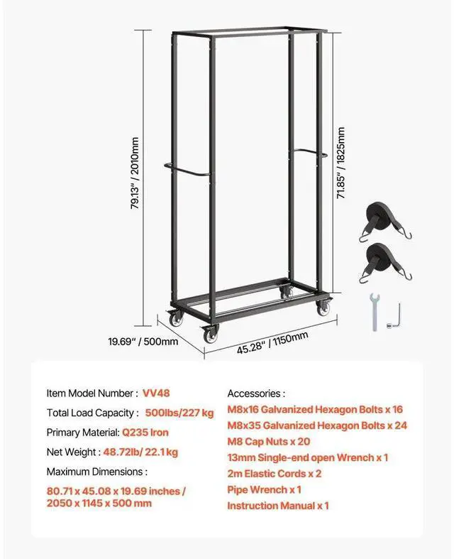 Alt view image 7 of 7 - VEVOR Folding Chair Rack Cart for 60 Chairs of 500LBS Casters/Locking Wheels