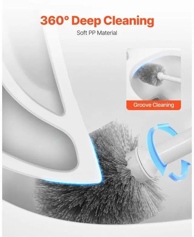 Alt view image 2 of 7 - VEVOR Toilet Brush and Plunger Set with PP Handle for Bathroom Deep Cleaning