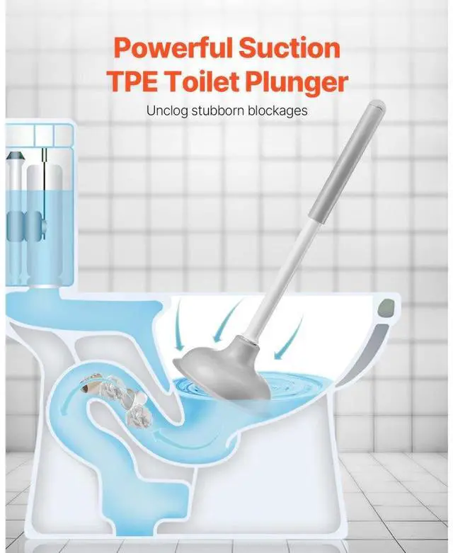 Alt view image 4 of 7 - VEVOR Toilet Brush and Plunger Set with PP Handle for Bathroom Deep Cleaning