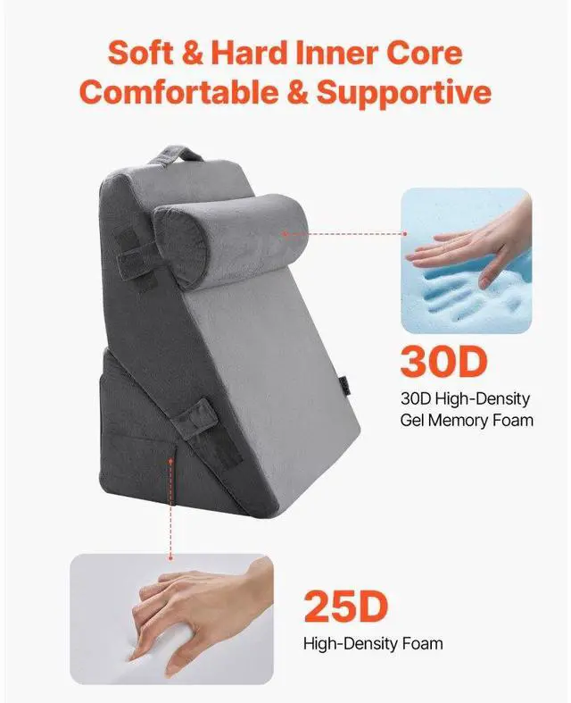 Alt view image 2 of 7 - VEVOR Orthopedic Bed Wedge Pillow 3 Pcs Adjustable for Back Leg Neck GERD Sleep