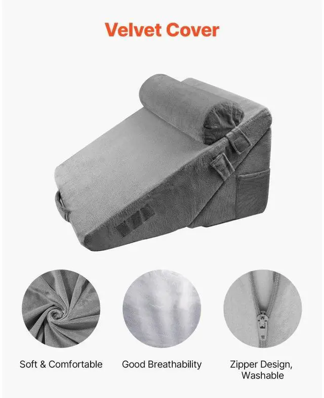 Alt view image 3 of 7 - VEVOR Orthopedic Bed Wedge Pillow 3 Pcs Adjustable for Back Leg Neck GERD Sleep