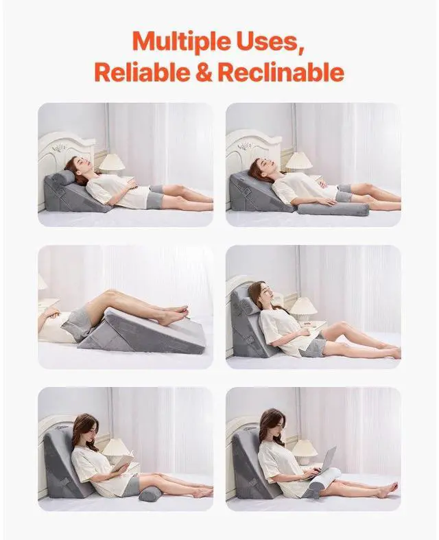 Alt view image 4 of 7 - VEVOR Orthopedic Bed Wedge Pillow 3 Pcs Adjustable for Back Leg Neck GERD Sleep