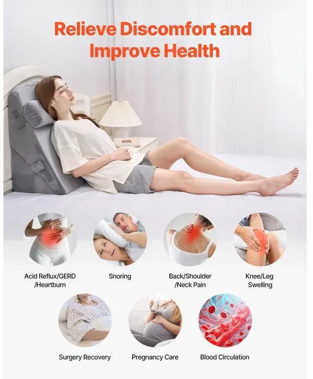 Alt view image 5 of 7 - VEVOR Orthopedic Bed Wedge Pillow 3 Pcs Adjustable for Back Leg Neck GERD Sleep