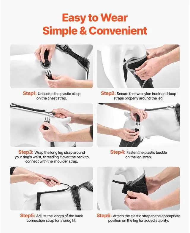 Alt view image 5 of 7 - VEVOR Dog Knee Brace for Right Leg Adjustable ACL Dog Leg Support Brace Pain Relief