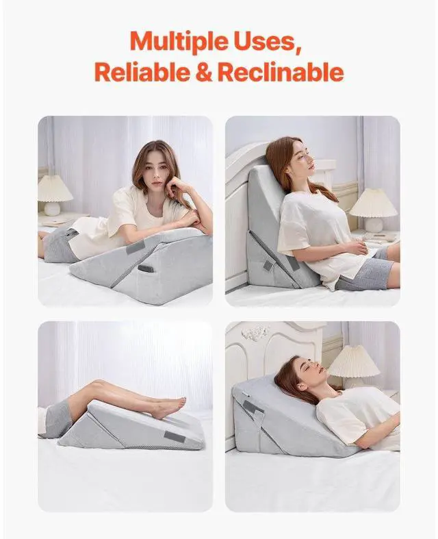 Alt view image 4 of 7 - VEVOR Orthopedic Bed Wedge Pillow Adjustable Washable for Back Leg Neck Sleeping