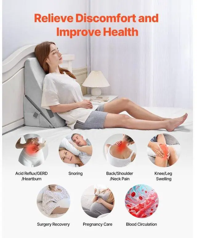 Alt view image 5 of 7 - VEVOR Orthopedic Bed Wedge Pillow Adjustable Washable for Back Leg Neck Sleeping