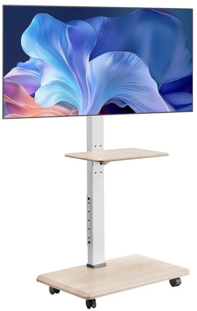 Main image of VEVOR Rolling TV Stand, Mobile TV Cart for 32-70 Inch Screens, 25° Left-Right Rotation and Height Adjustable TV Mount with Tray, Holds up to 88 lbs for Corner, Bedroom, Outdoor, Max VESA 600x400mm