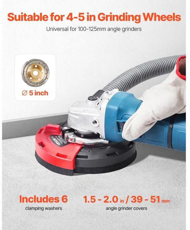 Alt view image 2 of 7 - VEVOR Angle Grinder Dust Shroud 4-5 in 6 Clamping Washers & 5 in Grinding Wheel