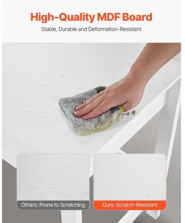 Alt view image 3 of 7 - VEVOR Small Desk with Drawers, Kids Desk for Bedroom, Modern Simple Study Table for Drawing, Reading, Writing, Rectangle MDF Furniture Study Storage Table for Home, Office, White