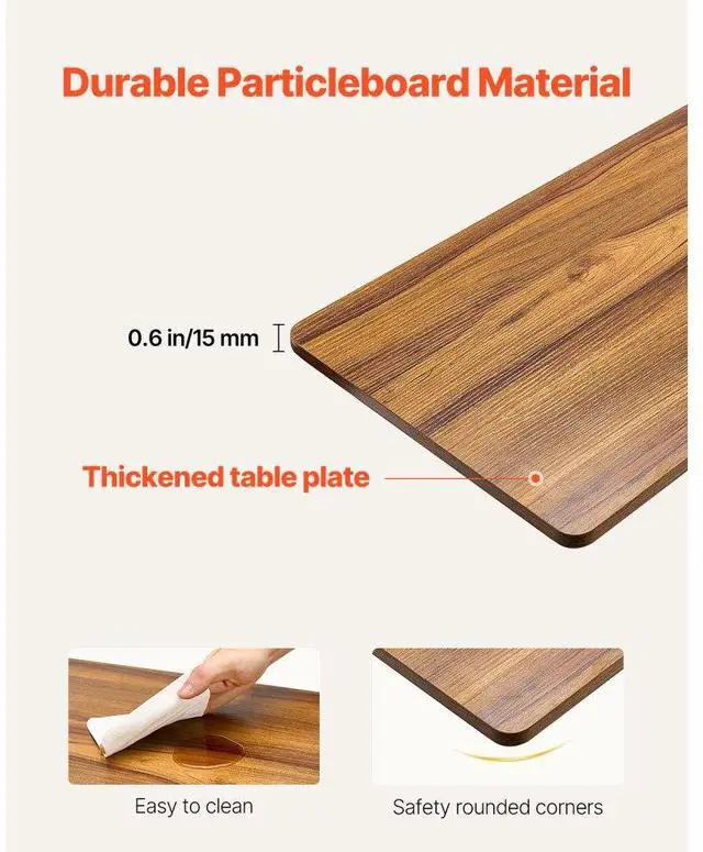 Alt view image 6 of 14 - VEVOR Overbed Table, Mobile Bed Side Table with 4 Wheels, Electric Lifting with Upgrade Button, Rolling Laptop Desk with Cup Holder, Height Adjustable Overbed Desk for Home, Office, Study, Wood+Black