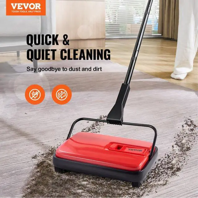 Alt view image 2 of 7 - VEVOR Carpet Floor Sweeper Manual 6.7 inch Width Sweeping Paths Non Electric Red