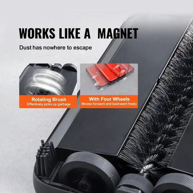 Alt view image 3 of 7 - VEVOR Carpet Floor Sweeper Manual 6.7 inch Width Sweeping Paths Non Electric Red