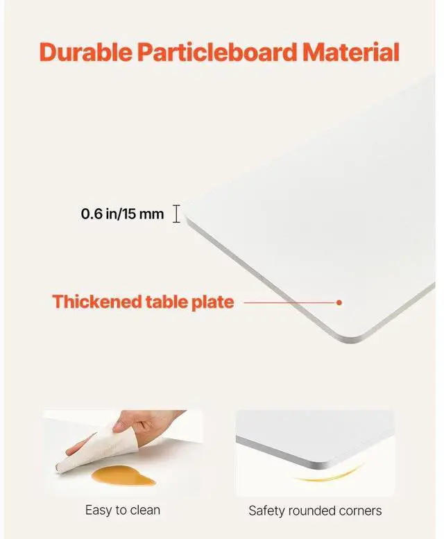 Alt view image 6 of 7 - VEVOR Overbed Table, Mobile Bed Side Table with 4 Hidden Wheels, Height Adjustable Rolling Laptop Desk with Cup Holder, Portable Particleboard Over Bed Desk for Home, Office, Study, White