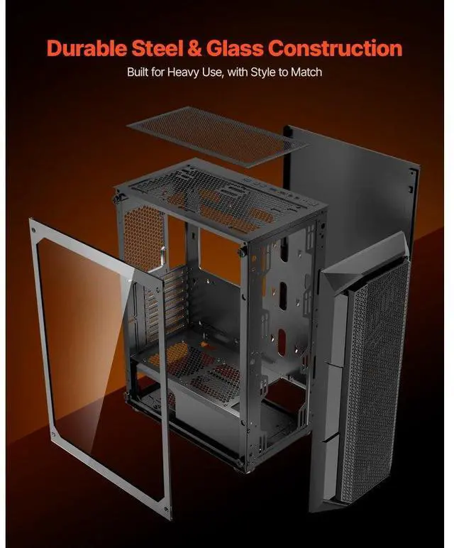 Alt view image 6 of 7 - VEVOR Mid-Tower PC Gaming Case Computer Case 4 x 120 mm ARGB Fans for ATX Motherboard