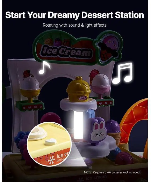 Alt view image 3 of 7 - VEVOR Ice Cream Cart for Kids Pretend Play Ice Cream Shop for Kids Aged 3+