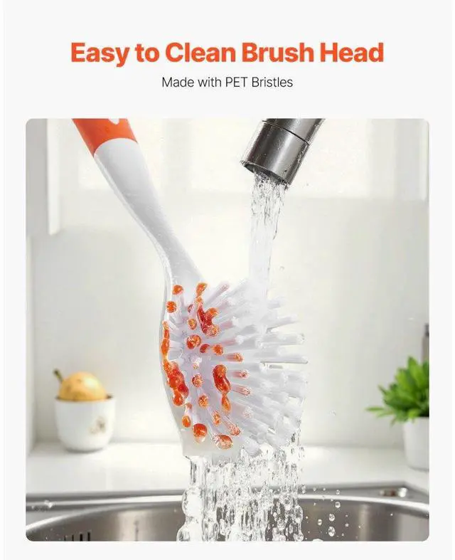 Alt view image 5 of 7 - VEVOR Dish Brush 4 Pack Kitchen Scrub Brushes with PP Handle 2 Gray + 2 Orange