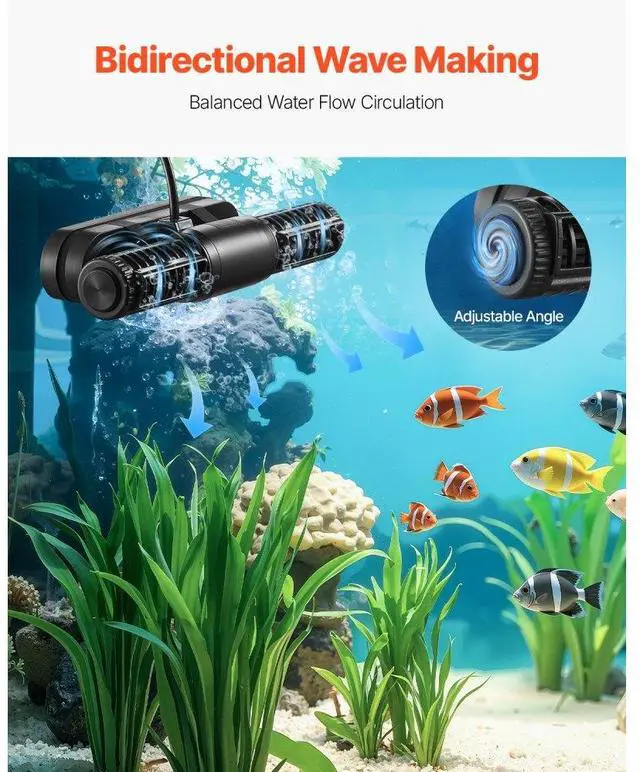 Alt view image 2 of 7 - VEVOR Aquarium Wave Maker Adjustable Cross Flow Pump with Controller 15W 1428 GPH