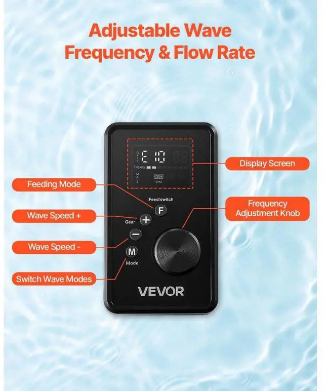 Alt view image 4 of 7 - VEVOR Aquarium Wave Maker Adjustable Cross Flow Pump with Controller 15W 1428 GPH