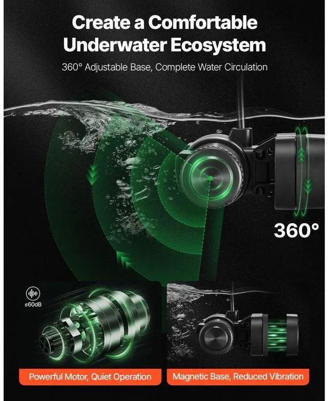 Alt view image 5 of 7 - VEVOR Aquarium Wave Maker Adjustable Cross Flow Pump with Controller 15W 1428 GPH