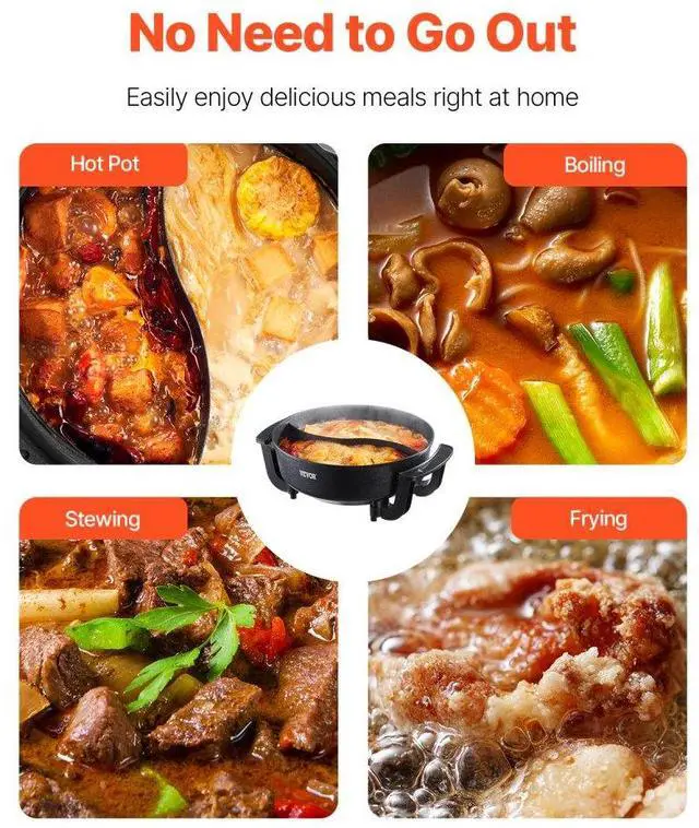 Alt view image 6 of 7 - Electric Hot Pot 5 L Non-Stick Shabu-shabu Hot Pot with Divider for 6-10 People