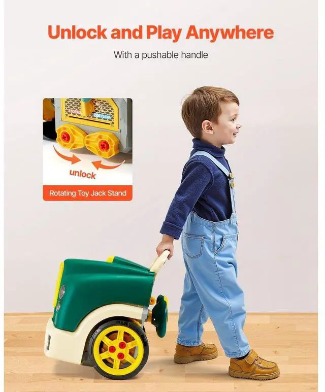 Alt view image 5 of 14 - VEVOR Engine Toy Kids Mechanic Car Repair Set with Removable Parts Green