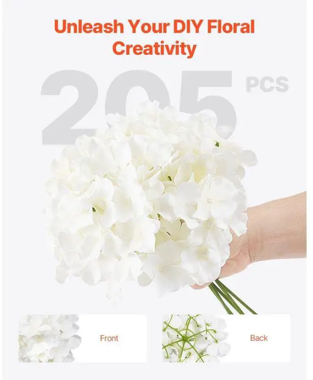 Alt view image 4 of 7 - 205 Pcs Artificial Silk Hydrangea Flowers 9.8 In Bouquet Arrangement White