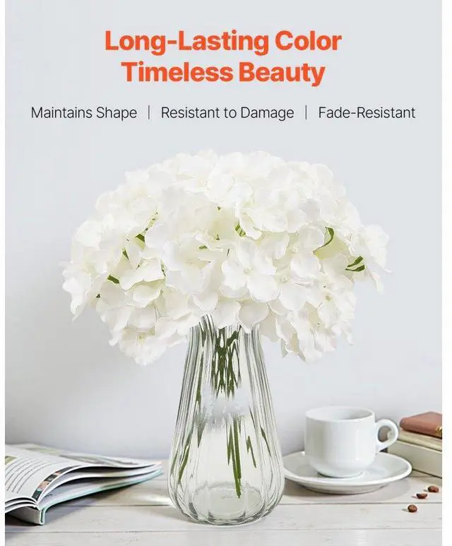 Alt view image 3 of 7 - 205 Pcs Artificial Silk Hydrangea Flowers 9.8 In Bouquet Arrangement White