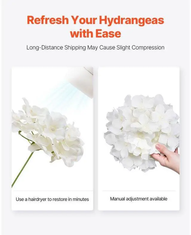 Alt view image 5 of 7 - 65 Pcs Artificial Silk Hydrangea Flowers 9.8 In Bouquet Arrangement White