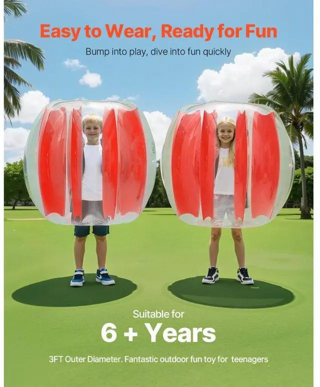 Alt view image 3 of 7 - 2-Pack 3FT/0.9M Inflatable Bumper Balls PVC Body Sumo Zorb Ball Outdoor Game