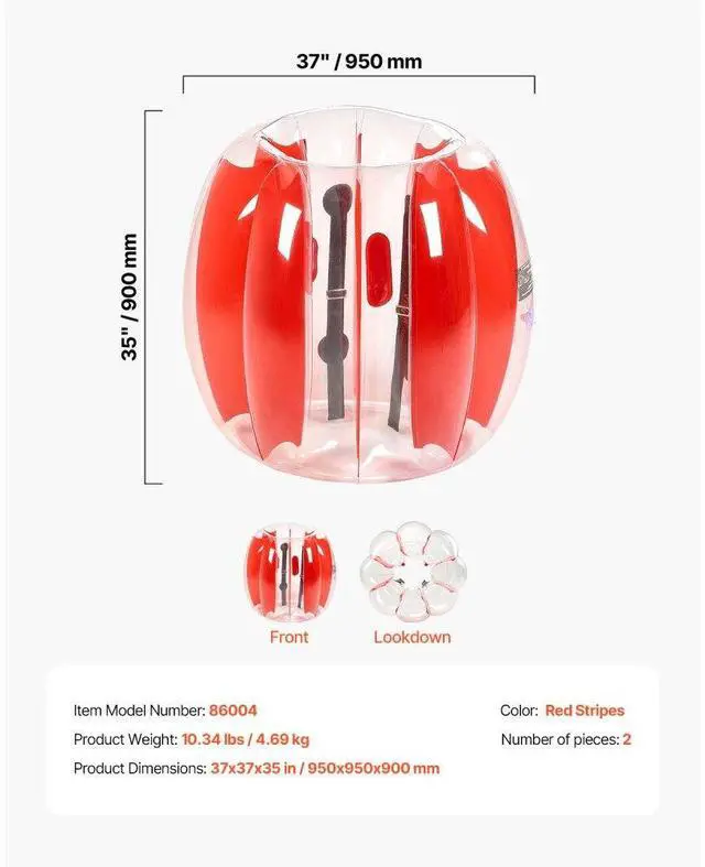 Alt view image 7 of 7 - 2-Pack 3FT/0.9M Inflatable Bumper Balls PVC Body Sumo Zorb Ball Outdoor Game