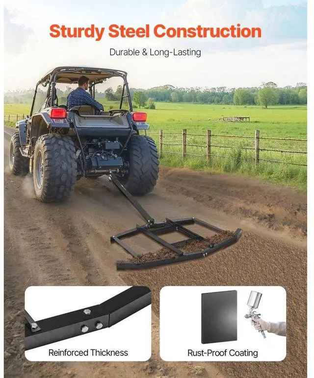 Alt view image 2 of 14 - Drag Harrow 66" Width Tow Behind Drag Harrow Steel Gravel Grader ATV UTV