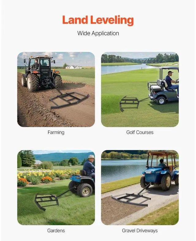 Alt view image 6 of 14 - Drag Harrow 66" Width Tow Behind Drag Harrow Steel Gravel Grader ATV UTV