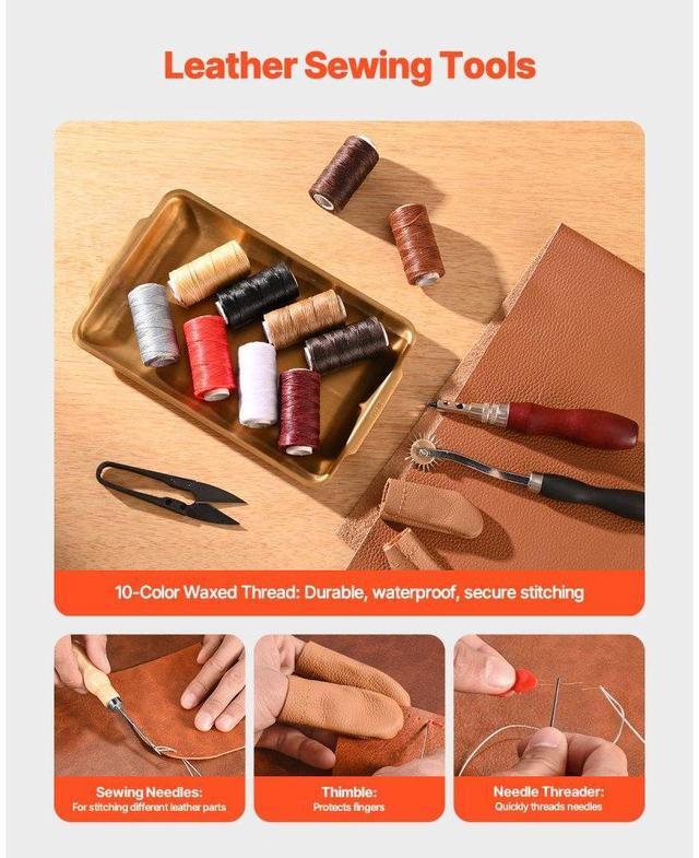 Alt view image 4 of 7 - Leather Working Tools Kit 38 PCS Engraving Punching Stamping Sewing Tools