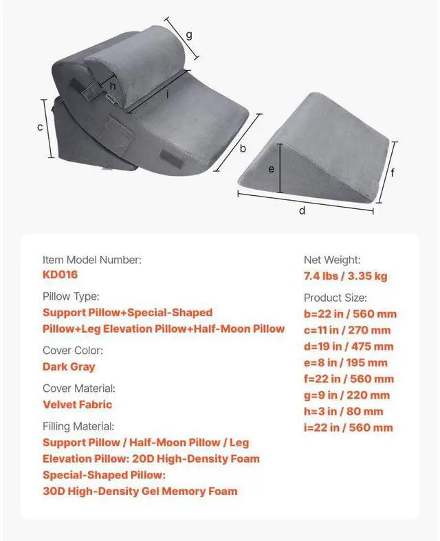Alt view image 7 of 14 - Orthopedic Bed Wedge Pillow 4 Pcs Adjustable for GERD Sleep Back Leg Neck