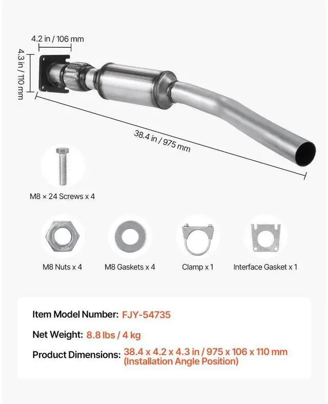 Alt view image 7 of 7 - Catalytic Converter Compatible with Chrysler Dodge Jeep 2.4L L4 Front 54735