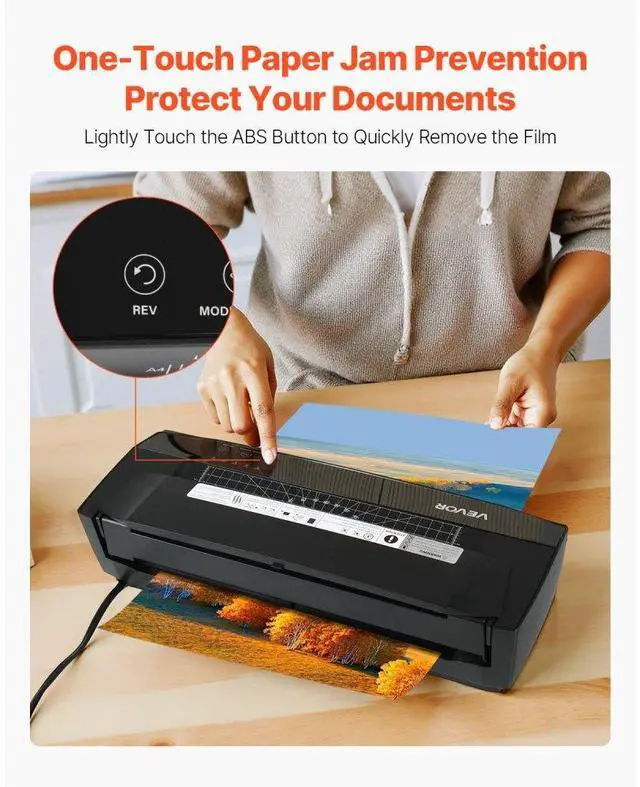 Alt view image 5 of 7 - VEVOR Laminator Machine, Cold and Hot Laminator for Max A3 Paper Size, 1 min Quick Warm Portable Laminator, 3-10 mil Thickness, Ideal for Home, Office, Business, or School Supplies, Black