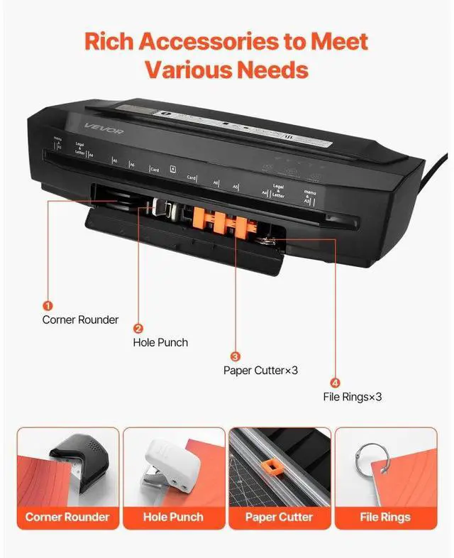 Alt view image 6 of 7 - VEVOR Laminator Machine, Cold and Hot Laminator for Max A3 Paper Size, 1 min Quick Warm Portable Laminator, 3-10 mil Thickness, Ideal for Home, Office, Business, or School Supplies, Black