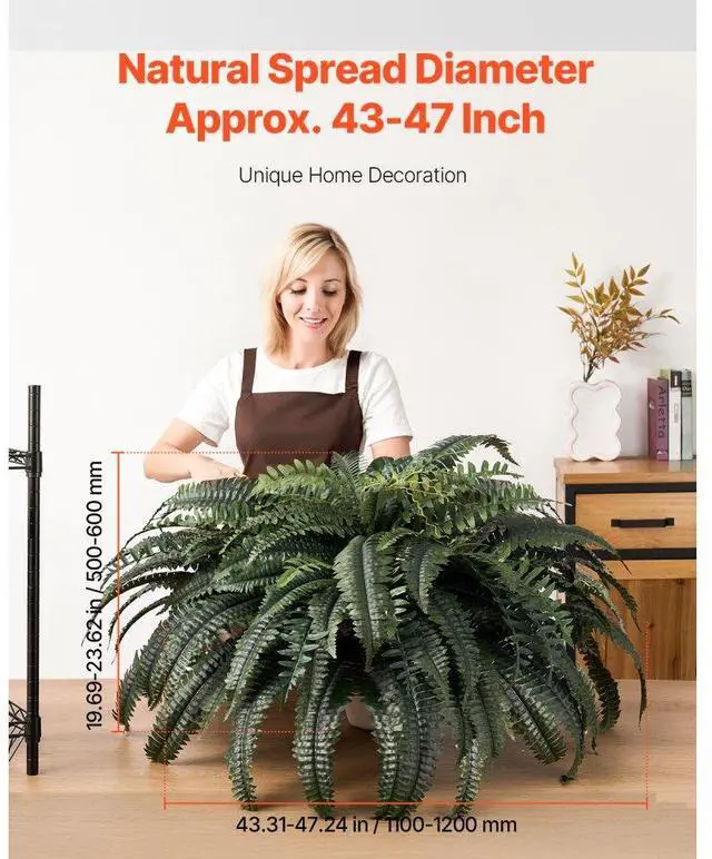 Alt view image 2 of 7 - Artificial Boston Ferns Large Plastic Fern 88 Branches Indoor Outdoor Decor