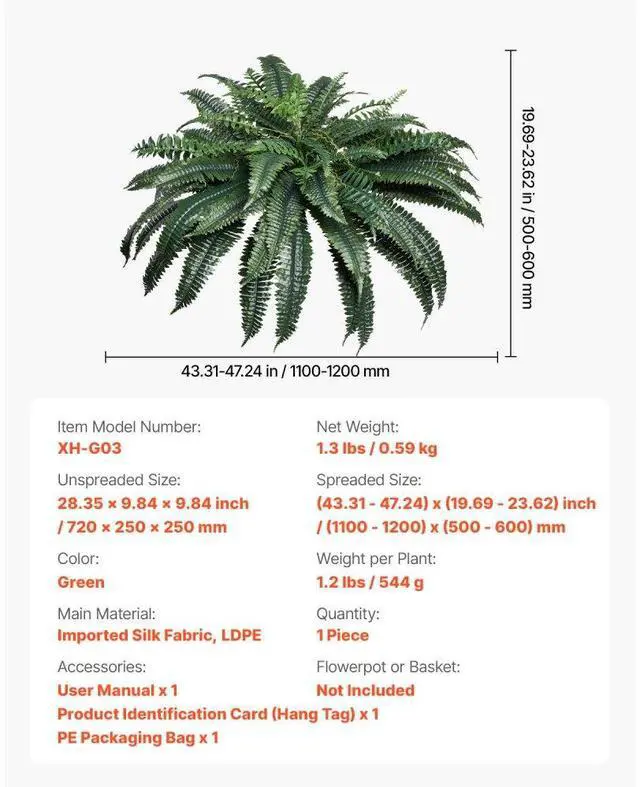 Alt view image 7 of 7 - Artificial Boston Ferns Large Plastic Fern 88 Branches Indoor Outdoor Decor