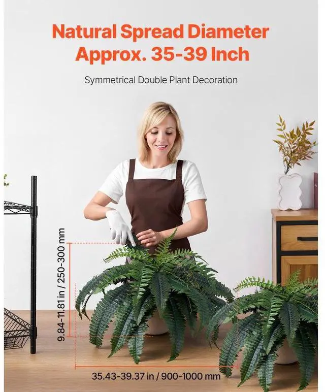 Alt view image 2 of 7 - 2 Pcs Artificial Boston Ferns Plastic Fern 35 Branches Indoor Outdoor Decor