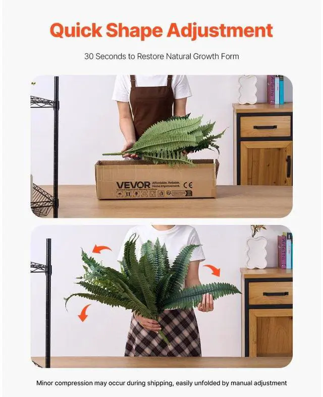 Alt view image 6 of 7 - 2 Pcs Artificial Boston Ferns Plastic Fern 35 Branches Indoor Outdoor Decor