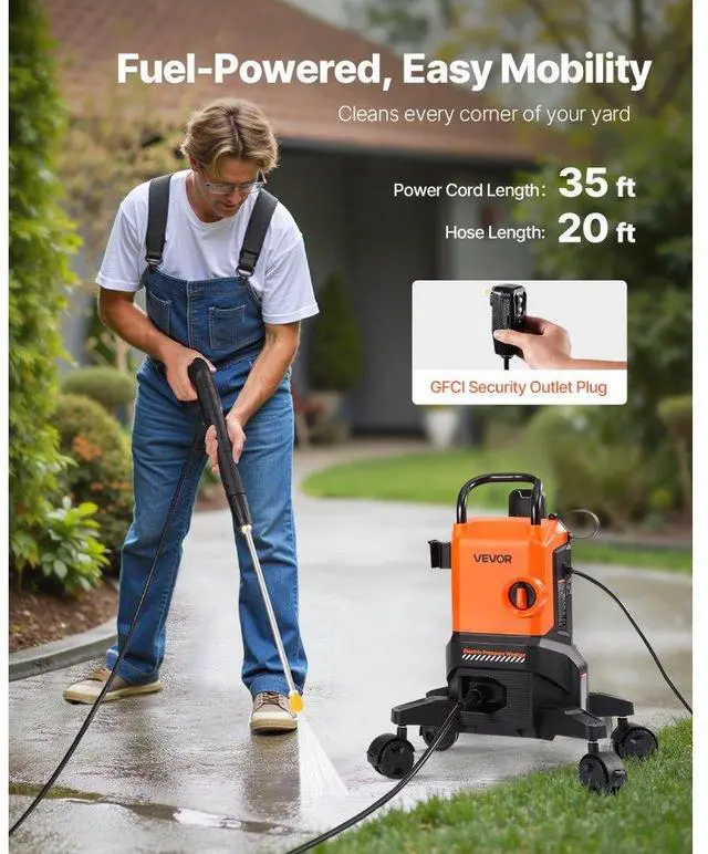 Alt view image 3 of 7 - Electric Pressure Washer Max 2700 PSI 1.8 GPM with Nozzles & Foam Cannon