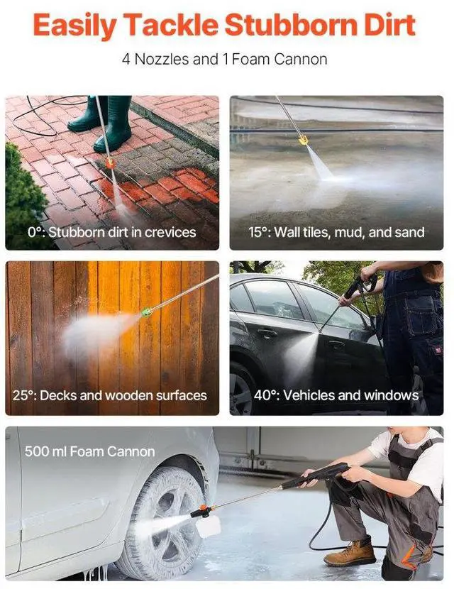 Alt view image 4 of 7 - Electric Pressure Washer Max 2700 PSI 1.8 GPM with Nozzles & Foam Cannon