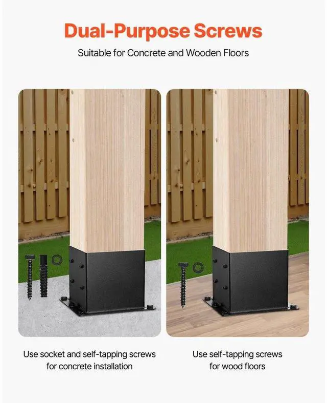 Alt view image 3 of 7 - 4 Pack 4x4 Post Base Brackets Wood Fence Post Anchor Inner Size 3.6x3.6 inch