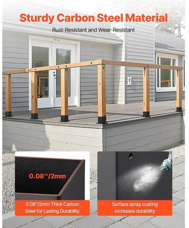 Alt view image 4 of 7 - 4 Pack 4x4 Post Base Brackets Wood Fence Post Anchor Inner Size 3.6x3.6 inch